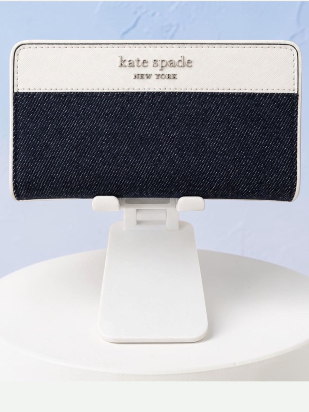 kate spade Two-Tone denim and White leather wallet like new